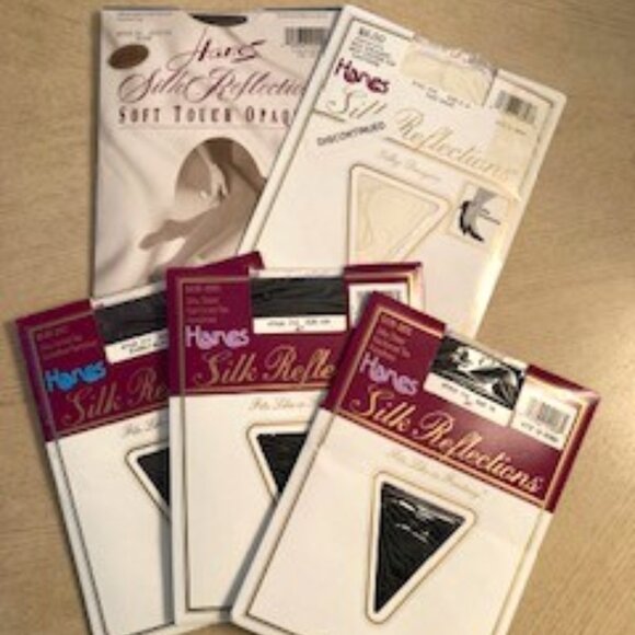 Five Pair Women's Hanes Pantyhose, Size C-D, NEW - Picture 1 of 6